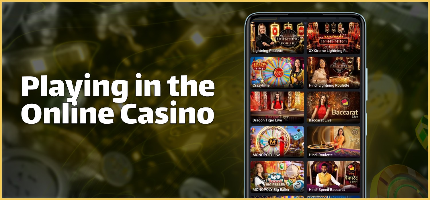playing casino games via the app